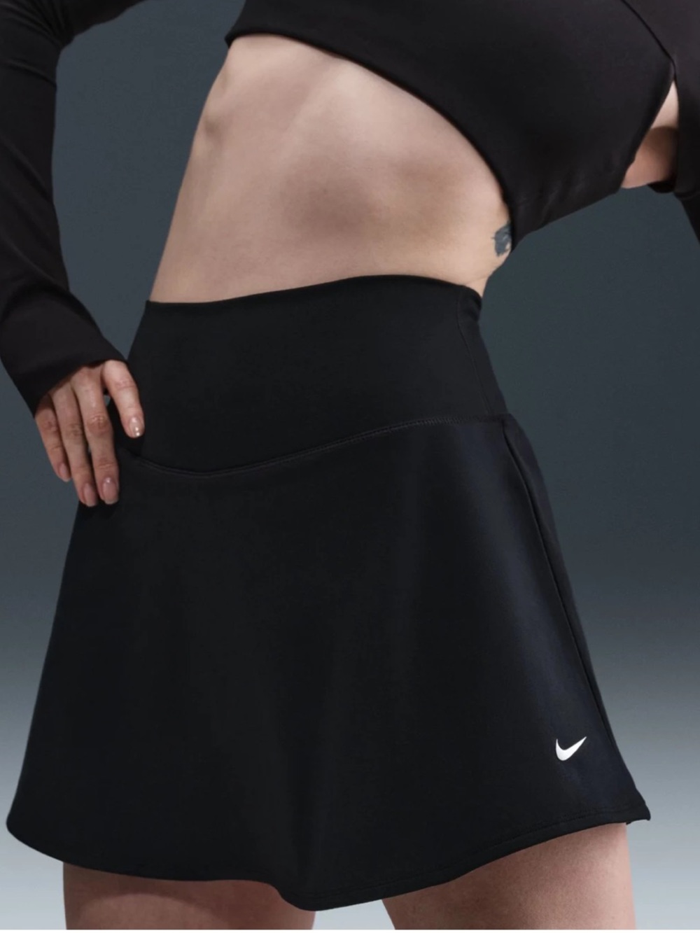 Nike One Dri-FIT High-Waisted Skort Skirt Black Shorts Underneath Large L New